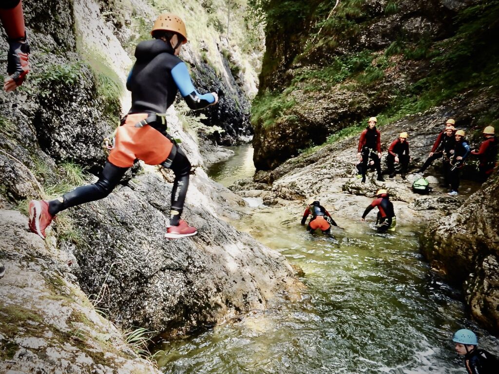 Sprungstelle beim Canyoning in der Langau